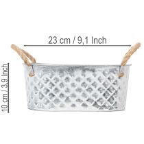 Itens Tigela oval de zinco, 23 cm x 12 cm x 10,5 cm