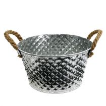 Itens Tigela de zinco redonda com alças de corda Ø25cm H14cm