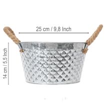 Itens Tigela redonda de zinco com alças de corda Ø25cm A14cm
