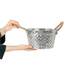 Itens Tigela redonda de zinco com alças de corda Ø25cm A14cm