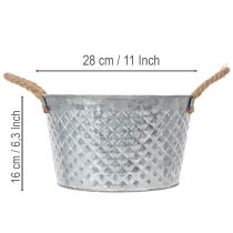 Itens Tigela redonda de zinco com alças de corda Ø28cm A16cm
