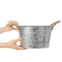 Itens Tigela redonda de zinco com alças de corda Ø28cm A16cm