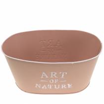 Itens Vaso de flores oval em zinco velho rosa plantador 27×18cm Alt.12,5cm