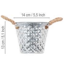 Itens Panela de zinco com alças de corda Ø14,5cm A13cm