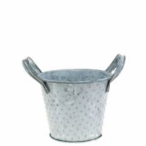 Pote de zinco com alças cinza pontilhado Ø12cm Alt.10cm