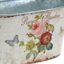 Vaso de flores vintage, vaso de metal com asas, floreira com rosas L18cm A10,5cm