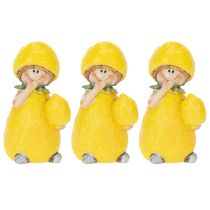 Itens Conjunto de 3 estatuetas Lemon Child, decoração de mesa fofa para o verão em estilo vintage, para salas de estar e varandas, 9 cm.