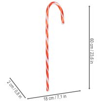 Itens Decoração natalina artificial de bengala doce, 60 cm, 3 peças