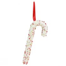 Itens Conjunto de 6 enfeites de Natal em forma de bengala doce, brancos e coloridos, com 20 cm de altura.