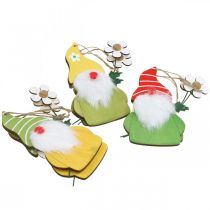 Itens Gnomo de decoração de primavera para pendurar anão de madeira com flor Alt.17cm 6 unidades