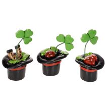 Itens Trevo da sorte e besouro em cartola, 7 cm, conjunto de 3 peças