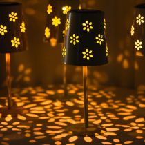 Itens Abajur de mesa com estampa floral, movido a energia solar, para iluminação romântica de jardim, 28 cm