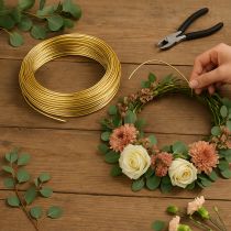 Itens Fio de alumínio dourado, 2mm, 60m, 500g, fio flexível para decoração e joias.
