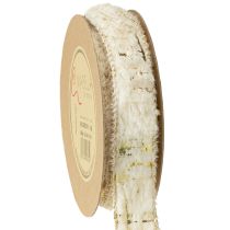 Itens Fita com fita decorativa de pelo creme dourado pelo sintético 25mm 15m