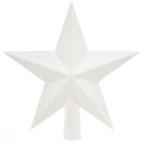 Itens Topo de árvore branco brilhante de 19 cm - inquebrável e brilhante, perfeito para elegantes decorações de Natal