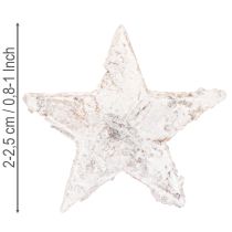 Itens Mini estrelas de bétula de 2 cm a 2,5 cm, pintadas de branco, 150 unidades