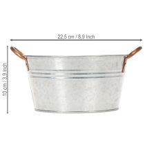 Itens Vaso redondo para flores com alças, vaso de metal Ø17,5cm A9cm