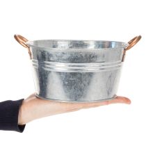 Itens Vaso redondo para flores com alças, vaso de metal Ø17,5cm A9cm