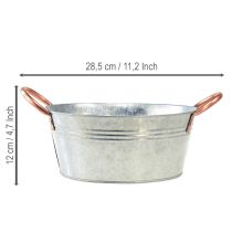 Itens Vaso redondo para flores com alças, em metal, Ø21cm, A9,5cm
