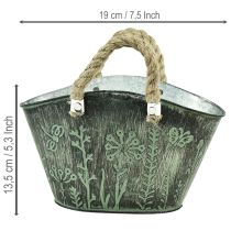 Itens Vaso de flores com alças, bolsa, metal, juta, 19×13,5×13,5cm