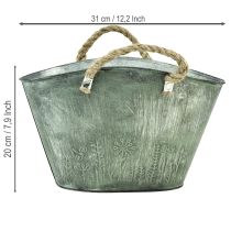 Itens Vaso de flores com alças de juta, bolsa de metal, 31×20×17cm