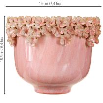 Itens Vaso Cerâmico com Borda de Flor Rosa Ø19cm H16.5cm