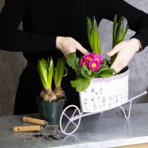 Itens Carrinho de mão com vaso de flores e elegante design lavanda, 46 cm