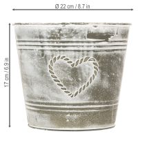 Itens Vaso de flores estilo shabby chic, floreira de metal em formato de coração, Ø22cm, A17,5cm