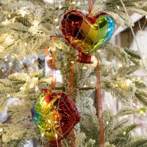 Itens Decoração festiva de vidro em formato de coração e beijo para o Natal.