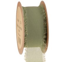 Itens Franjas de tecido verde oliva com fita de chiffon L40mm C15m