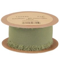 Itens Franjas de tecido verde oliva com fita de chiffon L40mm C15m