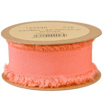 Itens Franjas de tecido pastel laranja com fita de chiffon 40mm 15m