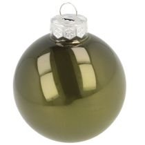 Itens Bolas de árvore de Natal de vidro brilhante em verde oliva e cinza prata 5 cm 24 unidades