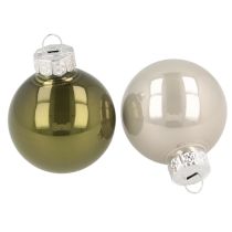 Itens Mini bolas de Natal em vidro verde prata 4 cm 24 peças