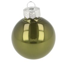 Itens Mini bolas de Natal em vidro verde prata 4 cm 24 peças