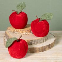 Itens Tecido decorativo de maçã com veludo de folha e feltro vermelho Ø7,5cm H9cm 9 peças