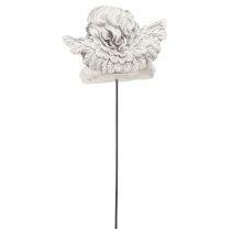Itens Anjo decorativo em bastão decoração decorativa de sepultura cinza branco Alt.6,5 cm 3 peças