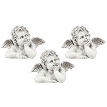 Itens Figura decorativa de anjo em poliresina decoração de sepultura cinza branco Alt.6cm 3 peças
