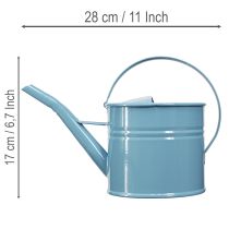 Itens Regador decorativo para flores em metal azul, 28x13x17cm, 1,25l, para decoração de jardim e varanda.