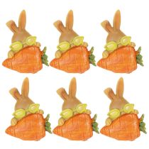 Itens Figura Decorativa Coelho com Cenoura, 6 cm, Conjunto de 3 Peças