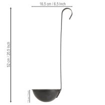 Itens Vaso decorativo em formato de pá, antracite, para pendurar, Ø16,5cm, 2 peças