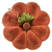Itens Abóbora decorativa flocada - decoração de mesa outonal em marrom vermelho forte 20 cm 2 unidades