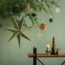Itens Luminária decorativa estrela de papel para pendurar juta verde 75x20cm