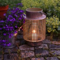 Itens Lanterna decorativa de metal com alça rosa Ø18cm Alt.29cm