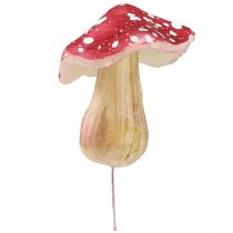 Itens Cogumelos decorativos agáricos mosca artificiais vermelhos em arame 5,5/8cm 12 un