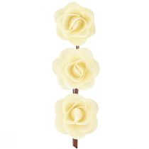 Itens Rosas Decorativas Creme Rosas Artificiais Rosas de Madeira Ø7,5cm 12 peças