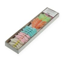 Itens Borboletas de penas em arame colorido 5,5cm 24 unidades