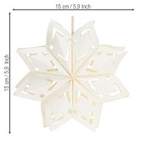 Itens Flocos de neve decorativos para pendurar, de papel, brancos, 15 cm, 4 peças.