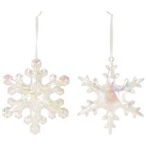Itens Flocos de neve decorativos, decoração de inverno, iridescentes, Ø14–15cm, 2 peças