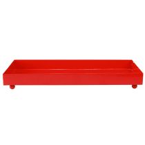 Itens Bandeja decorativa retangular vermelha em metal com pés 30×15cm